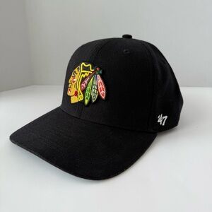 Chicago Blackhawks Black Hat Authentic NHL Hockey Team Fitted Cap '47